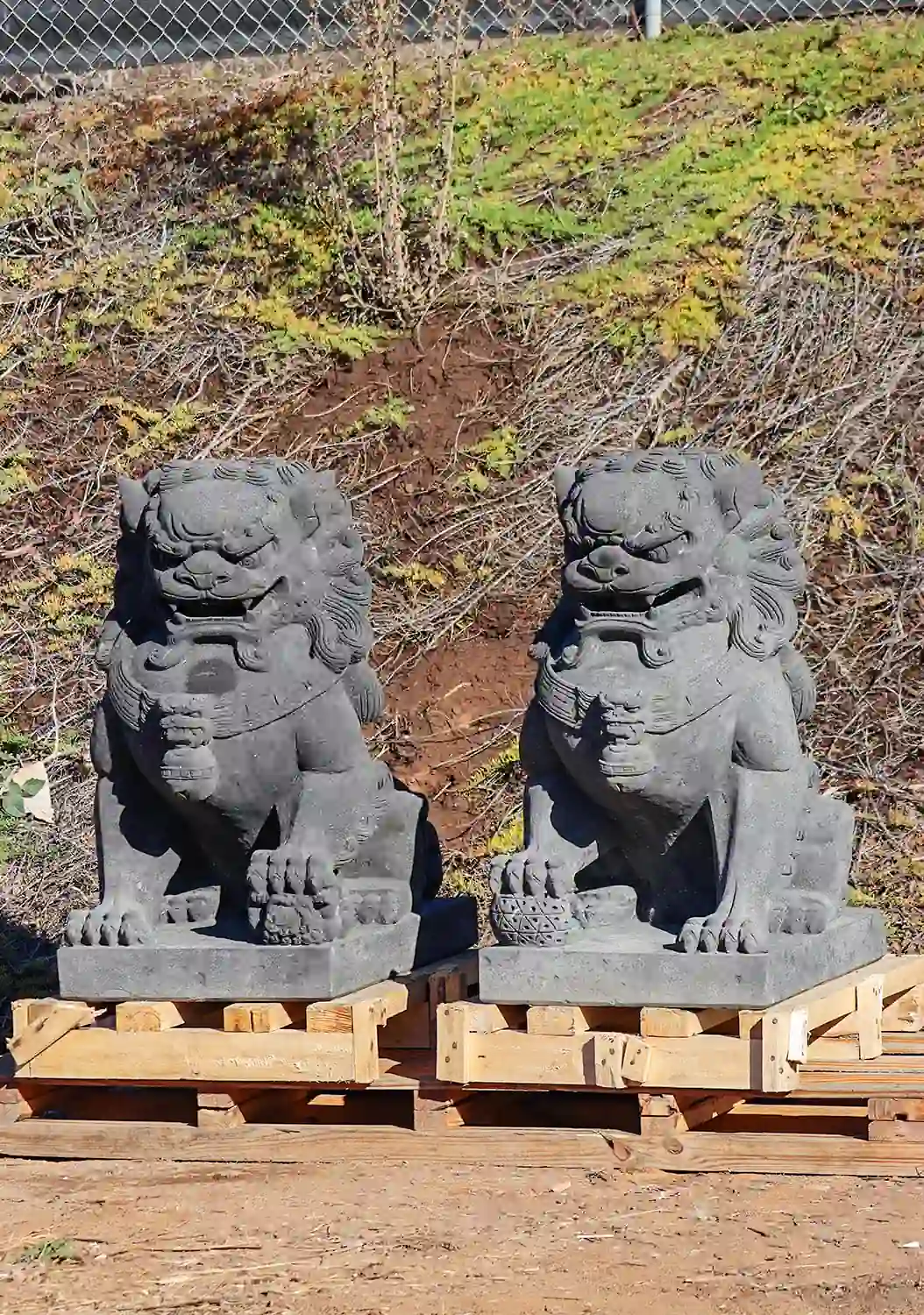 Foo Dog Guardian Lions Shishi Lion Stone Feng Shui Protectors Perfect For Home Entrance 32"