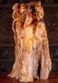 Wood Statue of Lao Tzu, Confucius & Buddha Surrounding with Smoke and Natural Base 23.5"
