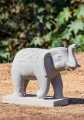 Processional Elephant Sandstone Garden Sculpture With Trunk Raised for Good Luck 16"