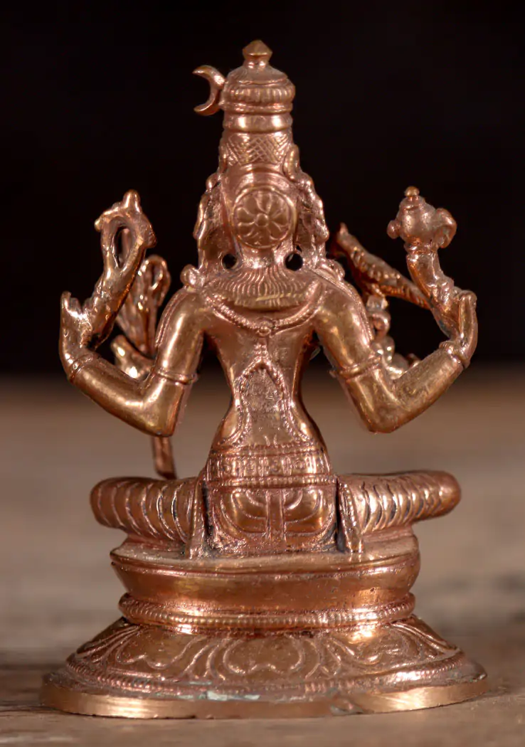 Kamakshi Statue - Tripura Sundari with Parrot Form of Parvati Holding Parrot & Sugarcane 3.5"