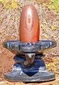 Narmada Shiva Lingam with Cobra Wrapped Yoni Black Marble from India 49"