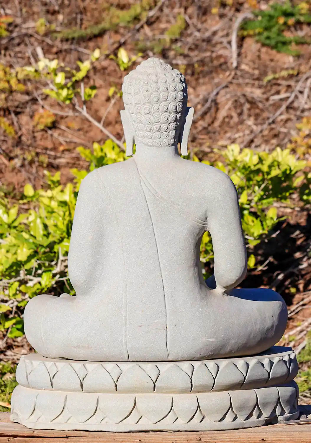 Buddha Sandstone Statue Seated in Earth-Touching Mudra Carved in Cambodia 33"