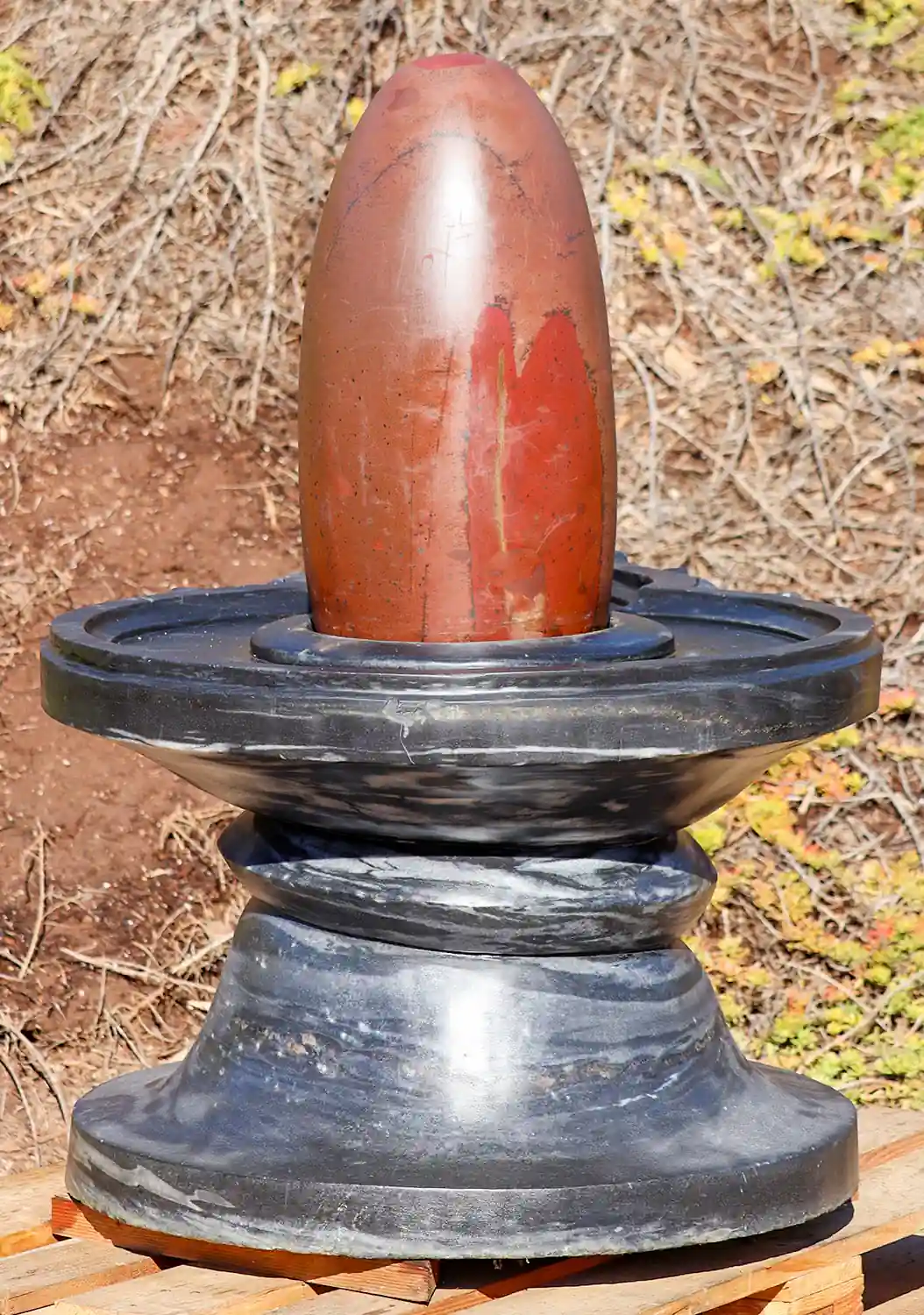 Narmada Shiva Lingam with Cobra Wrapped Yoni Black Marble from India 49"