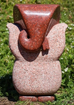 Ganesh Red Granite Abstract Garden Sculpture with Corkscrew Trunk South India 24" Ganesh Red Granite Abstract Garden Sculpture with Corkscrew Trunk South India 24"