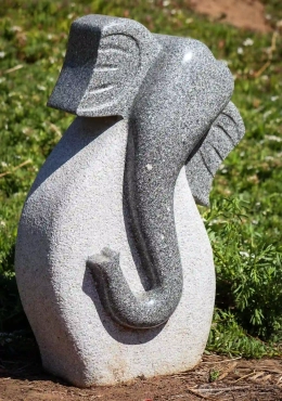 Ganesh Granite Abstract Garden Sculpture Gray Stone Hand Carved in South India 24" Ganesh Granite Abstract Garden Sculpture Gray Stone Hand Carved in South India 24"