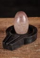 Shiva Lingam Small Sculpture Speckled Blush Narmada Stone with Simple Yoni Base 3.5"