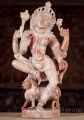 Ardhanarishvara Red Marble Dancing Sculpture, Shiva & Parvati Abhaya Mudra, India 18"