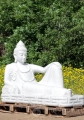 Buddha Garden Sculpture Reclining on Pillow in Full Robes White Marble Hand Made in Vietnam 72"