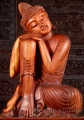 Buddha Wooden Sculpture Resting on Left Knee in Dream Pose Cared in Indonesia 39"