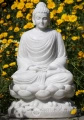 Buddha White Marble Garden Sculpture Meditating in Full Lotus on Lotus Base 25"