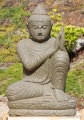 Buddha Lava Stone Statue Resting in Namaste Mudra on Lotus Base Carved in Indonesia 33"
