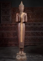 Buddha Wood Sculpture Double Abhaya Mudra Standing on Lotus Base Reclaimed Teak 83"
