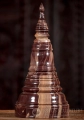 Stupa Sculpture Buddhist Urn with Removable Lid Colorful Cambodian Marble 12.5"