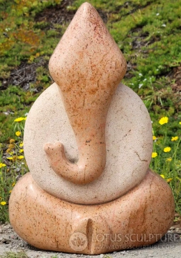 Ganesha Abstract Sculpture in Orange Granite with Right-Curved Trunk and Round Body 36" Ganesha Abstract Sculpture in Orange Granite with Right-Curved Trunk and Round Body 36"