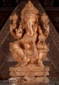 Ganesha Light Wood Sculpture with Broken Tusk & Mango, Lalitasana, India 24"