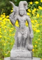 Karuppa Black Granite Statue with Sword and Mace, South Indian Village Guardian Deity 26"