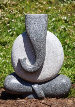 Ganesh Gray Granite Modern Sculpture, No Ears & Right-Curved Trunk 24" Ganesh Gray Granite Modern Sculpture, No Ears & Right-Curved Trunk 24"