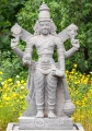 Vishnu Large Black Granite Garden Sculpture Holding Lotus and Mace Optional Base 51"