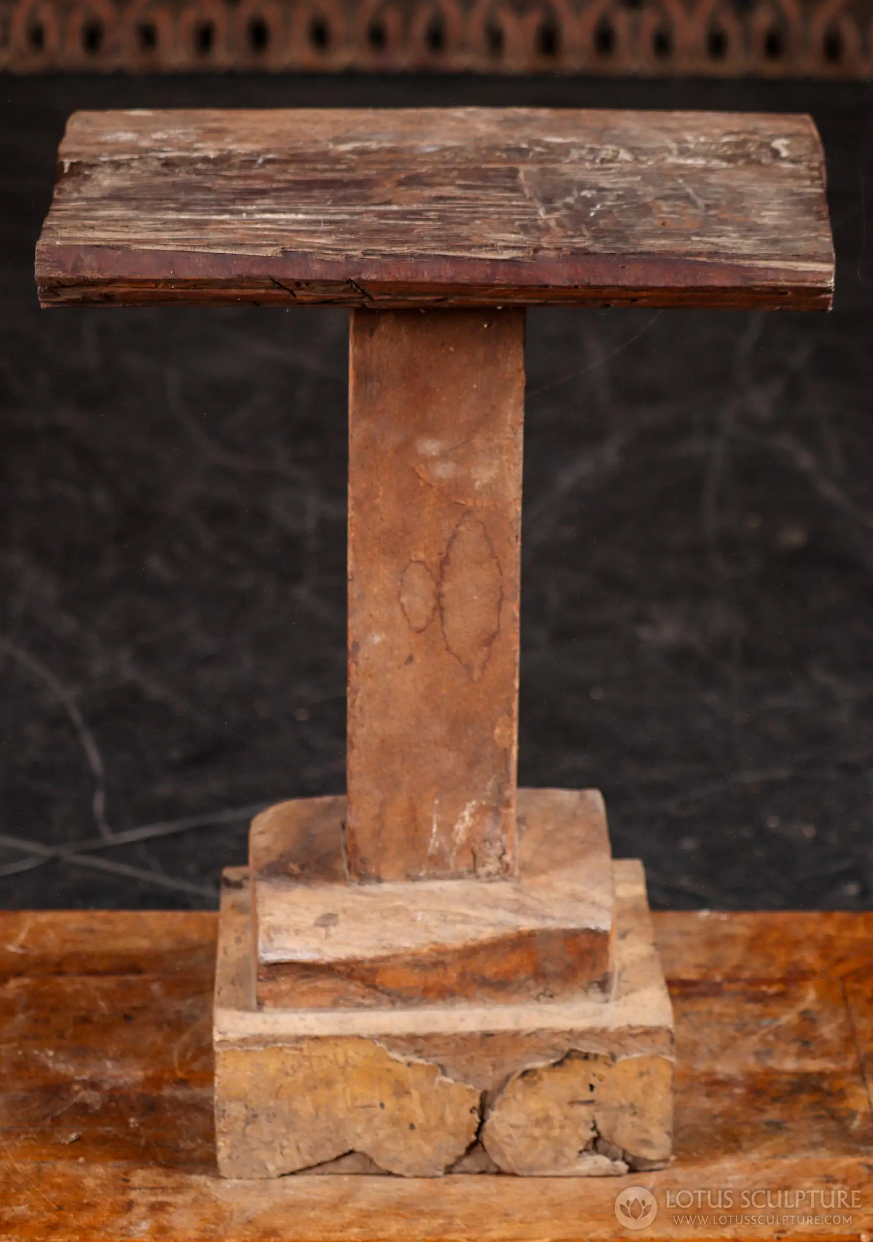 Teak Wood Pedestal Stand Rustic Reclaimed Display Base from Cambodia 22"