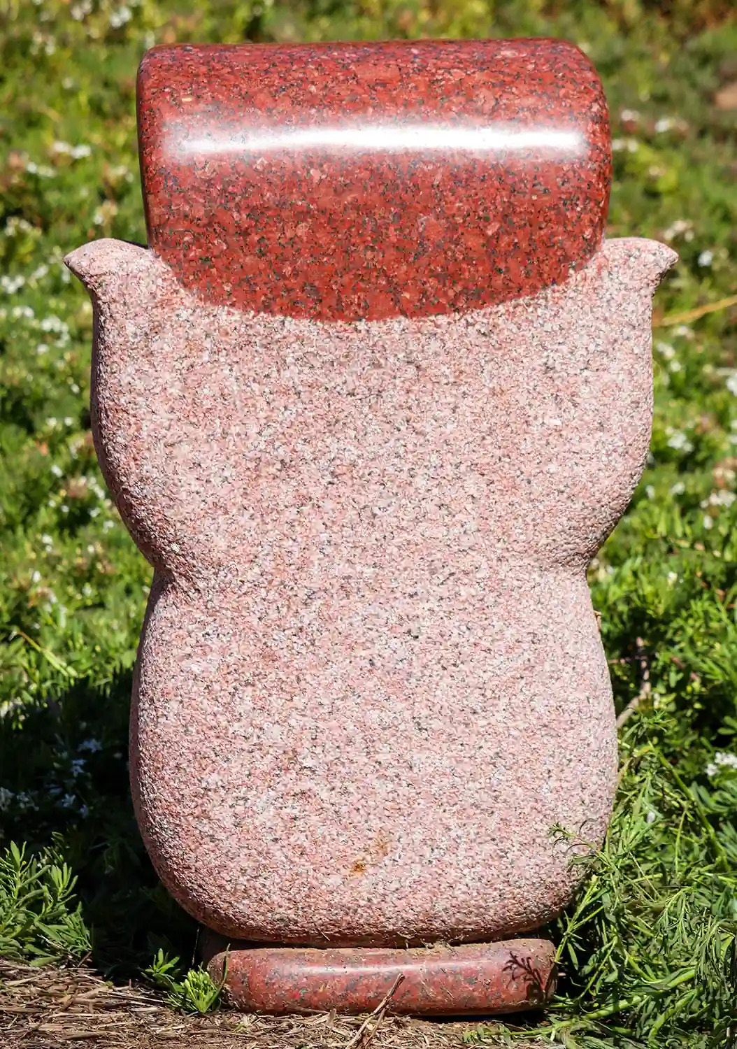 Ganesh Red Granite Abstract Garden Sculpture with Corkscrew Trunk South India 24"