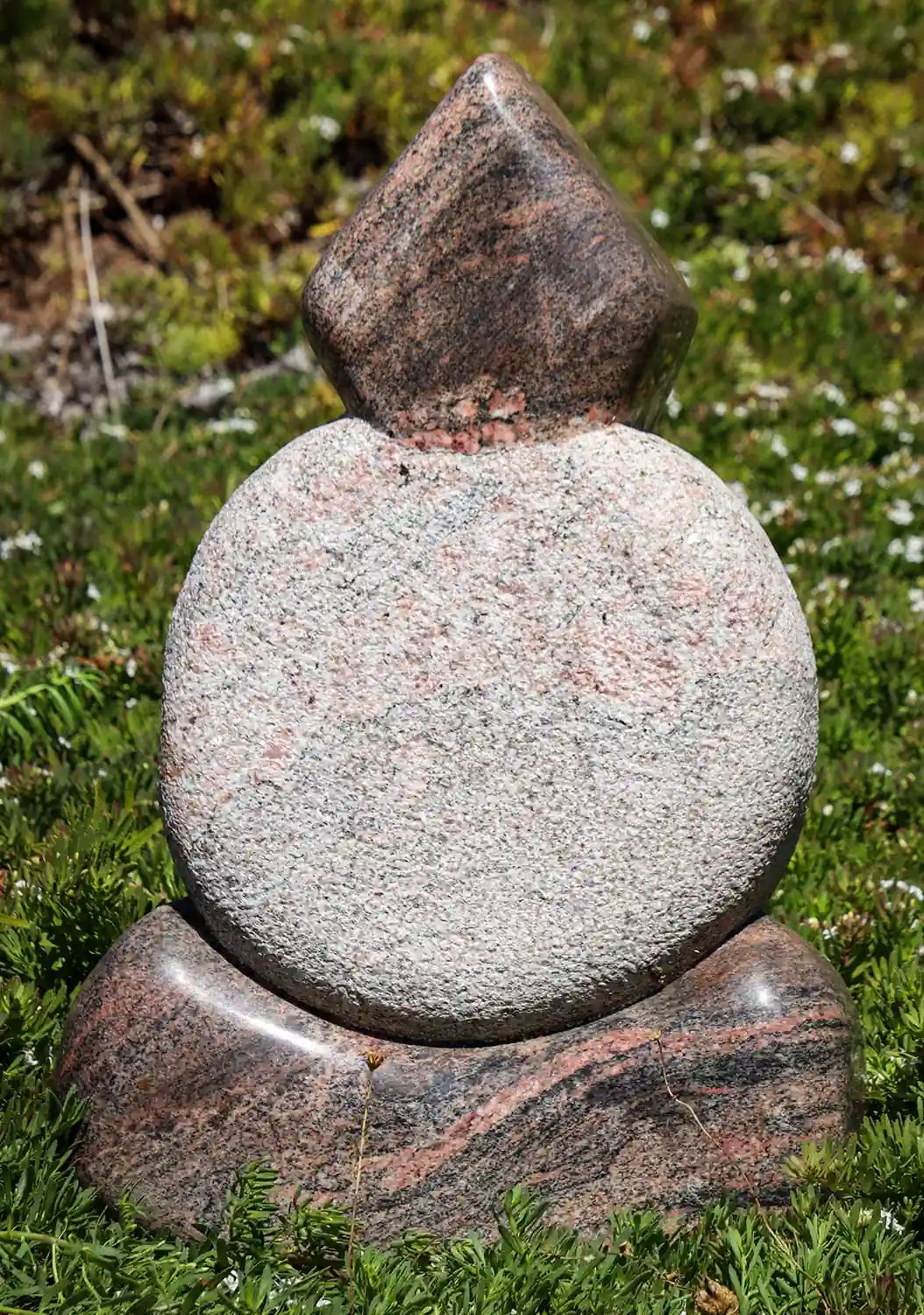 Ganesh Pink-Red Granite Abstract Garden Sculpture with Right-Curved Trunk 24"