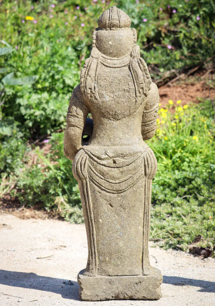 Devi Tara Garden Fountain Sculpture Standing with Water Jug Carved in Indonesia 41"