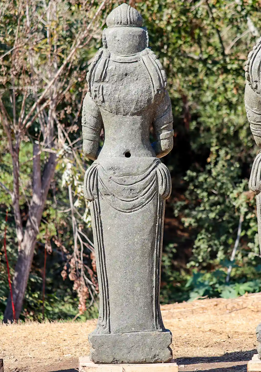 Devi Tara Lava Stone Fountain Statue Holding Water Jug Tall Garden Sculpture 61"