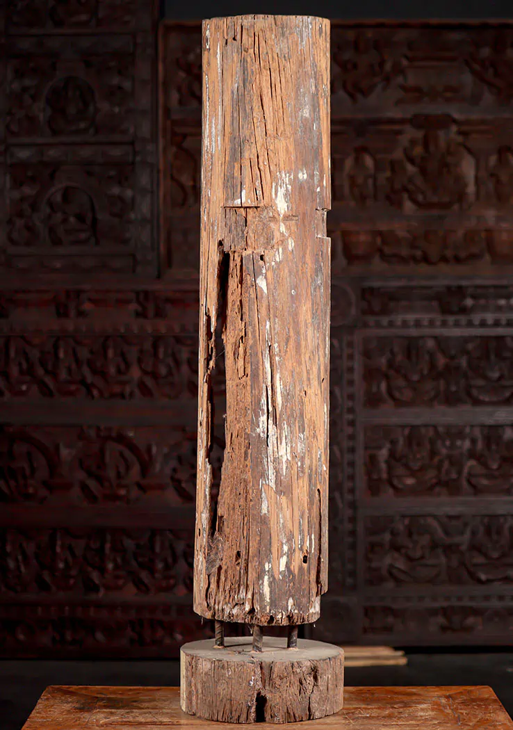 Buddha Reclaimed Teak Wood Sculpture Standing with Crossed Arms Antique 42"