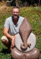 Ganesh Red Granite Garden Sculpture Abstract Design Hindu God South India 36"