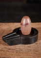Shiva Lingam Red-Banded Narmada Stone with Hand-Carved Black Yoni Base 3.5"