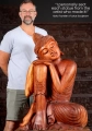 Buddha Wooden Sculpture Resting on Left Knee in Dream Pose Cared in Indonesia 39"