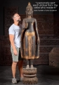 Buddha Reclaimed Teak Wood Sculpture Standing in Abhaya Mudra on Lotus Base 87"