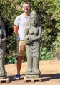 Devi Tara Statue Lava Stone Fountain Holding Water Jug Tall Garden Statue 62"