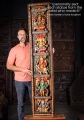 Ganesha Wood Panel 2 Sculpture with 5 Forms, Tall Hindu Art from India 79.5"