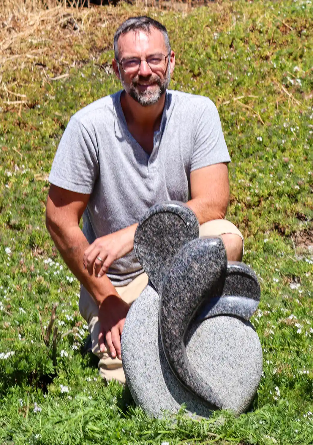Ganesh Grey Granite Abstract Sculpture with Big Ears & Polished & Rough Finish 25.5"