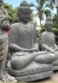 Buddha Lava Stone Garden Statue in Dhyana Meditation Mudra on Lotus Base 87"