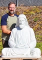 Jesus Meditating Catholic Garden Sculpture in Flowing Robes Hand Carved White Marble, Vietnam 38"