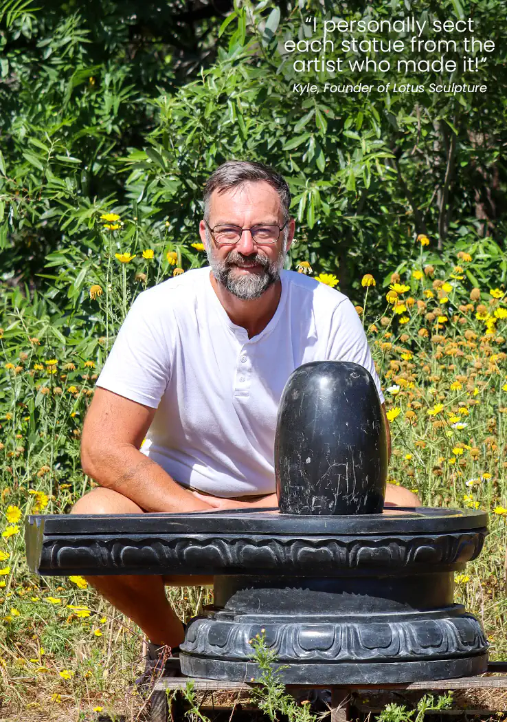 Shiva Lingam Black Narmada Stone with Hand Carved Black Granite Yoni Sculpture, India 35"