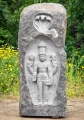Lord Vishnu with Sesha & Andal with Parrot Double-Sided Granite Garden Sculpture 63"