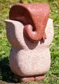 Ganesh Red Granite Abstract Garden Sculpture with Corkscrew Trunk South India 24"