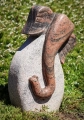 Ganesh Pink & Red Granite Sculpture, Right-Curved Trunk Abstract Form 24"