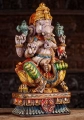 Ganesha Wood Statue Lalitasana Lotus Base with Tusk, Mango, Noose & Goad 24"