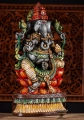 Ganesha Grey Wood Statue on Lotus Base with Tusk, Mango, Noose & Goad 36"