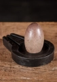 Shiva Lingam Small Sculpture Speckled Blush Narmada Stone with Simple Yoni Base 3.5"