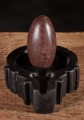 Shiva Lingam Deep Maroon Narmada Stone with Ornate Yoni Base Made in India 3.5"