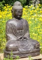 Buddha Lava Stone Garden Sculpture Japanese Style Meditating in Dhyana Mudra 32"
