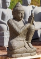 Buddha Lava Stone Statue Resting in Namaste Mudra on Lotus Base Carved in Indonesia 33"