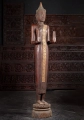 Buddha Wood Sculpture Double Abhaya Mudra Standing on Lotus Base Reclaimed Teak 83"