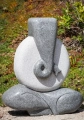 Ganesha Abstract Grey Granite Sculpture with Corkscrew Trunk and Round Body 35"