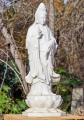 Kwan Yin Sculpture Bodhisattva of Compassion on Lotus Base Carved in White Marble 48"